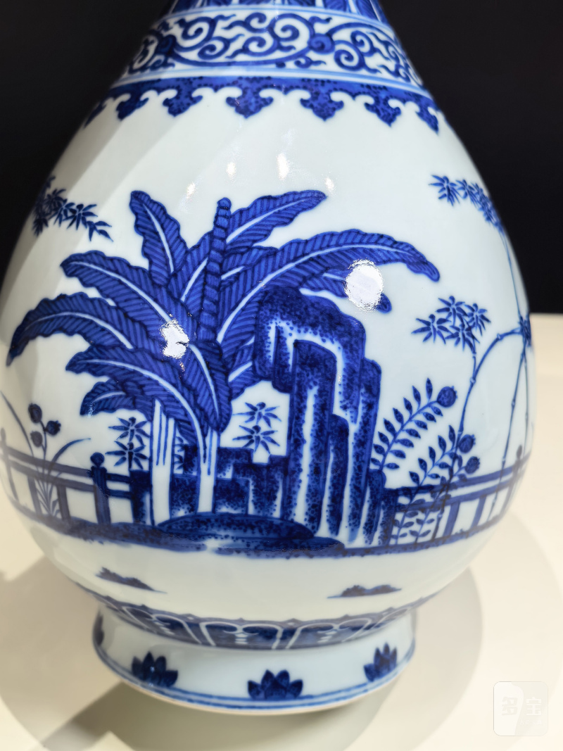 清同治 青花竹石芭蕉图玉壶春瓶 - 图13